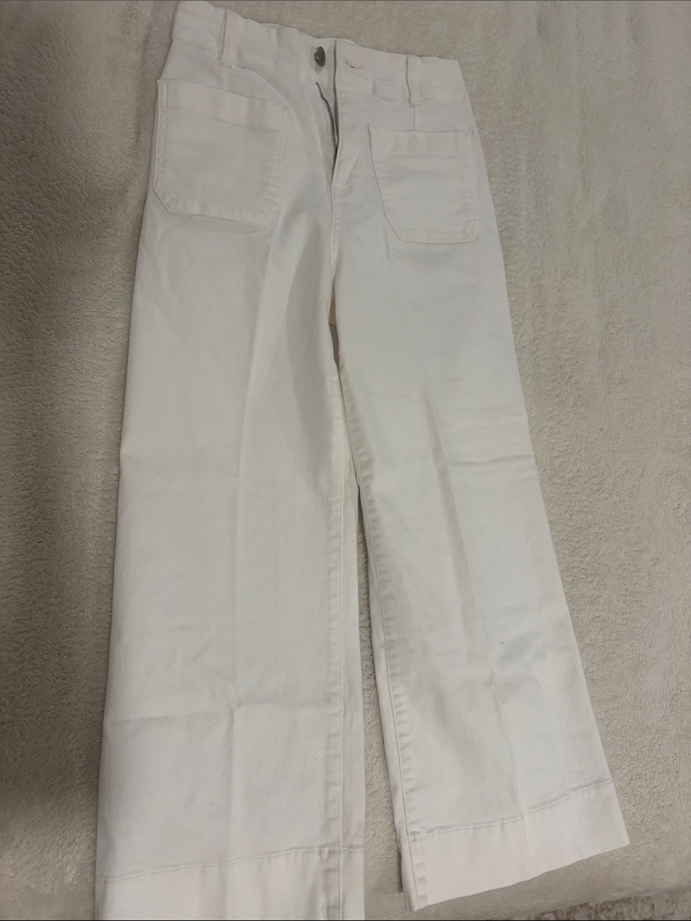 LC Lauren Conrad White Wide-Leg Jeans with Front Patch Pockets